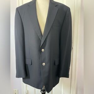 Vintage Oleg Cassini Elegant Black Blazer, 100% Worsted Wool, 44S Portly